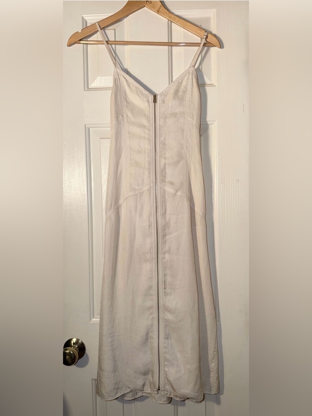 Rag & Bone Ivory White Front Zip Midi Maxi Dress Size 4 Minimalist Designer